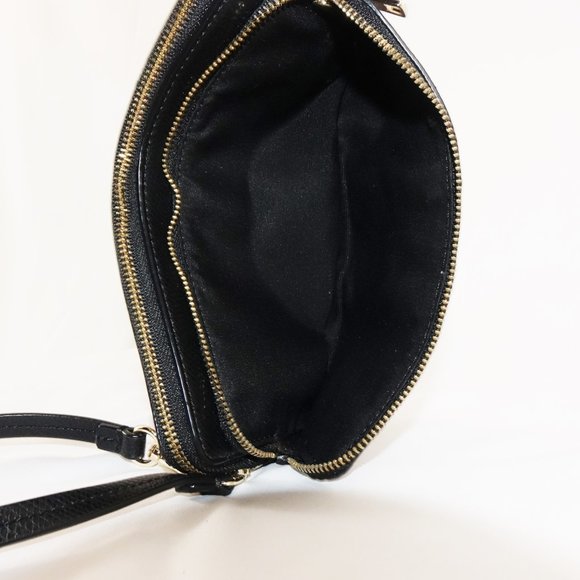 Coach Signature Double Zip Wristlet / Wallet PVC Leather F52848 Brown Black - Picture 10 of 11